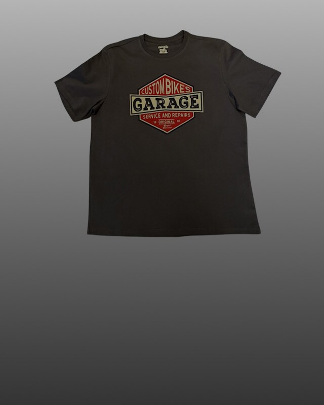 RE Custom Bikes Garage T-shirt Charcoal
