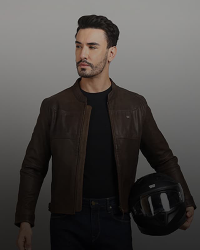 Classic Leather Riding Jacket - Brown