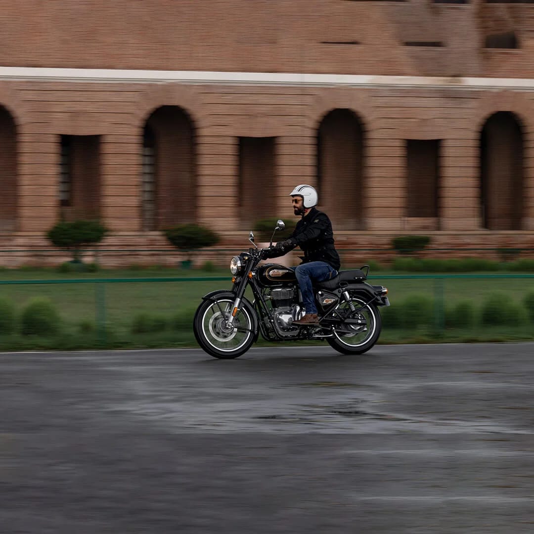 Riding a Royal Enfield Bullet 350 Motorcycle - Image