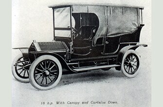 1905 18hp car with canopy and curtains.