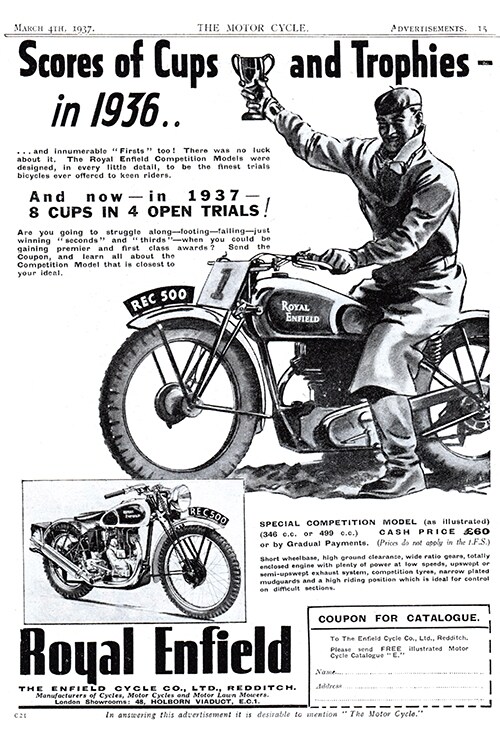 1937 Competition Model Trials Cups advert
