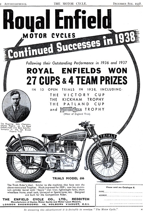 1938 Trials Model, Charlie Rogers, Continued Success advert