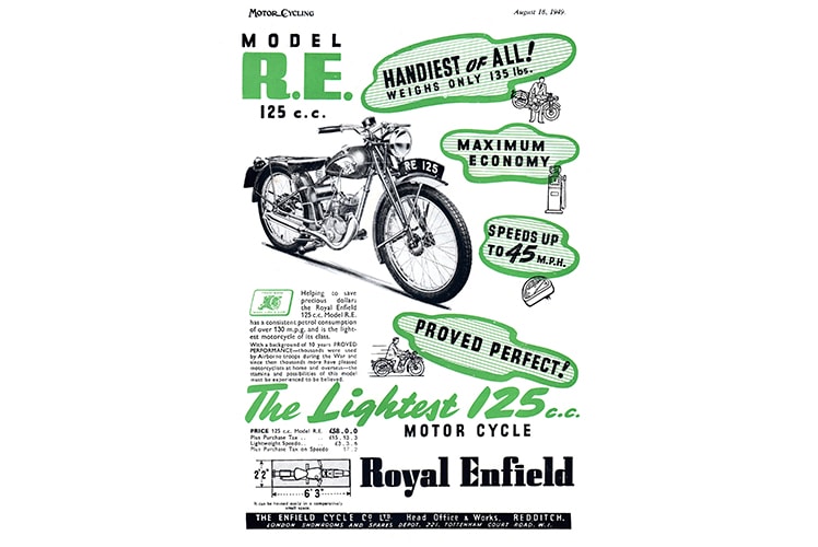 1949 Model RE 125cc 2-stroke ‘Handiest of all’ advert.