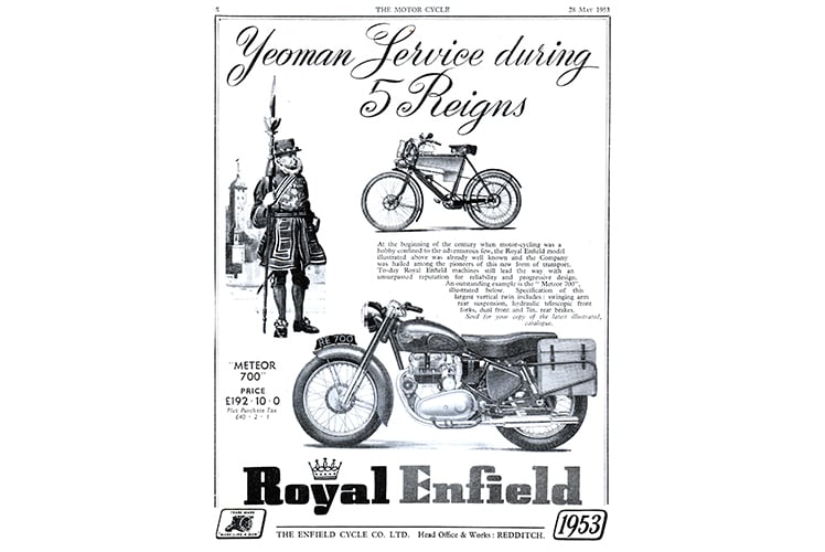 1953 5 reigns since 1901 Meteor 700 advert.