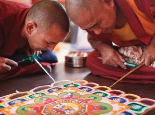 Sand Mandala | Created live by monks from Namgyal Monastery, Dharamsala Sand Mandala | Created live by monks from Namgyal Monastery, Dharamsala
