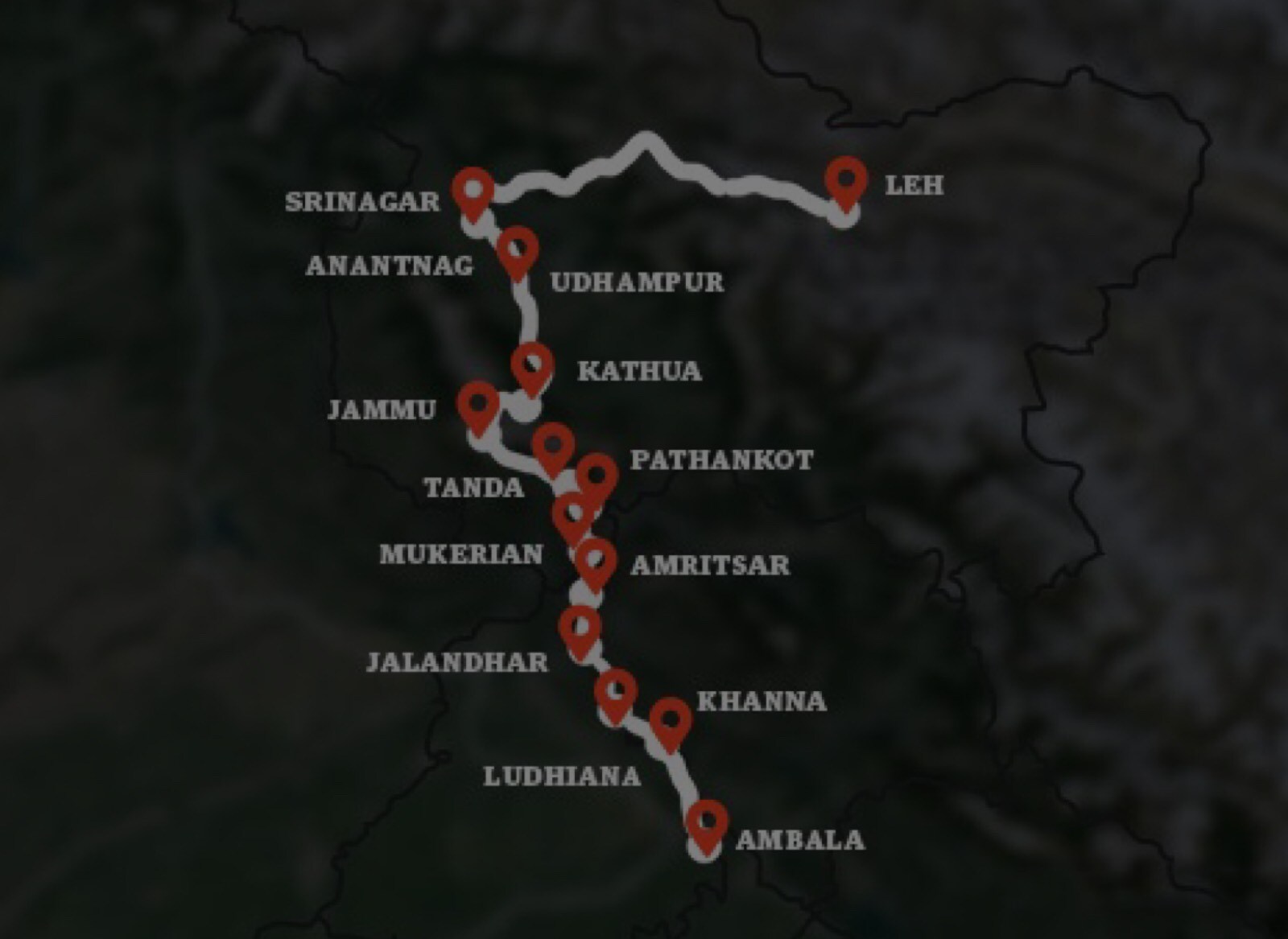 Route 2 - Ambala to Leh