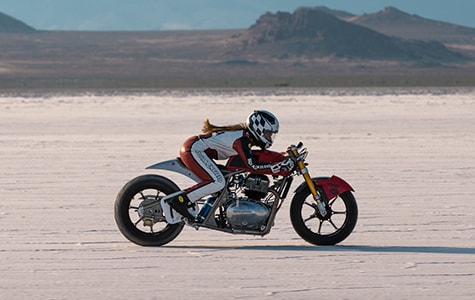 Royal Enfield at Bonneville Salt Flats