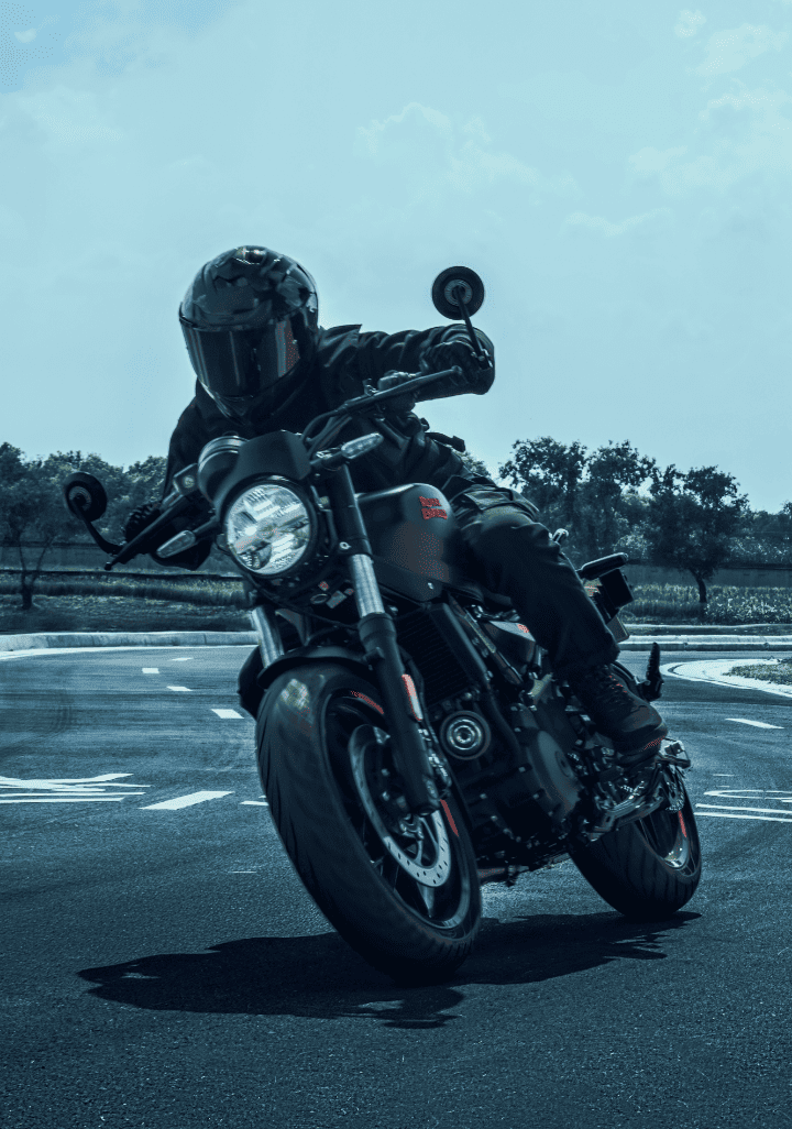 Placeholder: adventure motorcycle parked outdoors